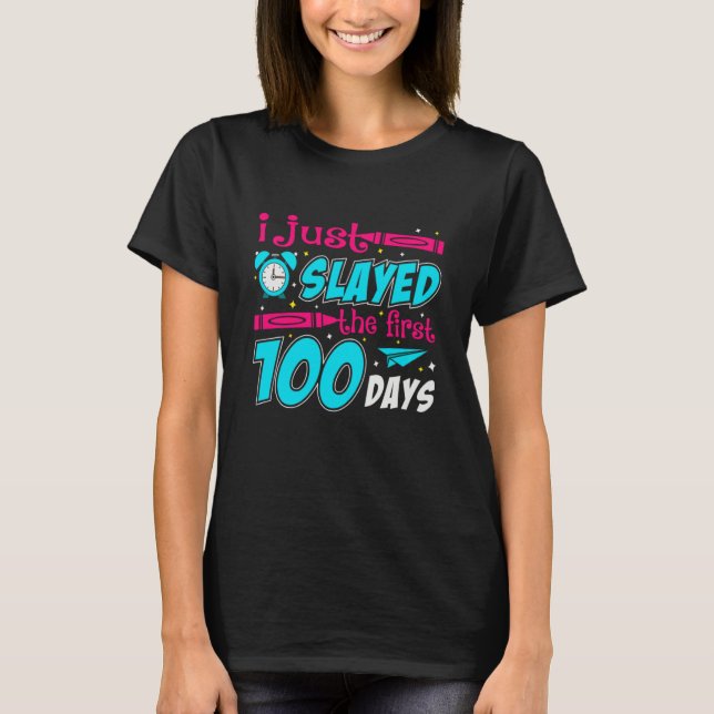 Camiseta I Just Slayed My First 100 Days Back To School Boy (Frente)