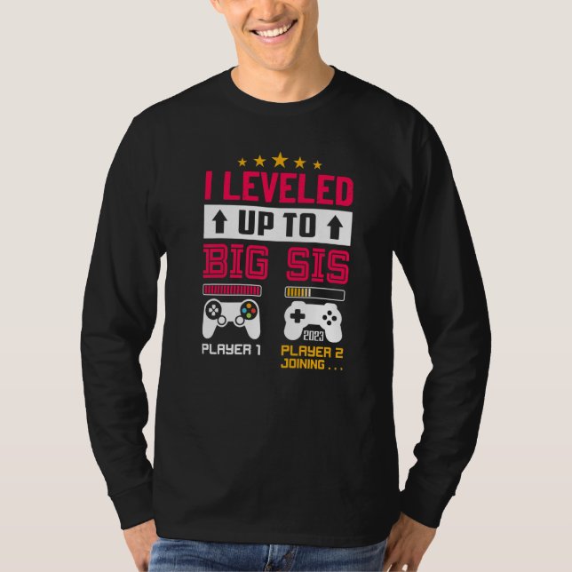 Camiseta I Leveled Up To Big Sis 2023  Big Sister Announcem (Frente)