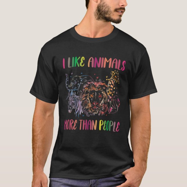 Camiseta I Like Animals More Than People Farm Animal Vegan  (Frente)