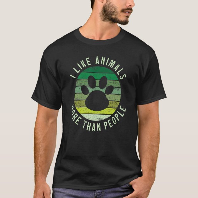 Camiseta I Like Animals More Than People  Vegan Vegetarian  (Frente)
