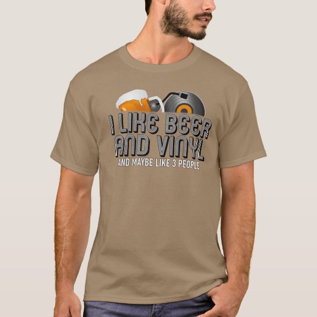 Camiseta I Like Beer Vinyl Funny Vinyl Record Music Gift bo (Frente)