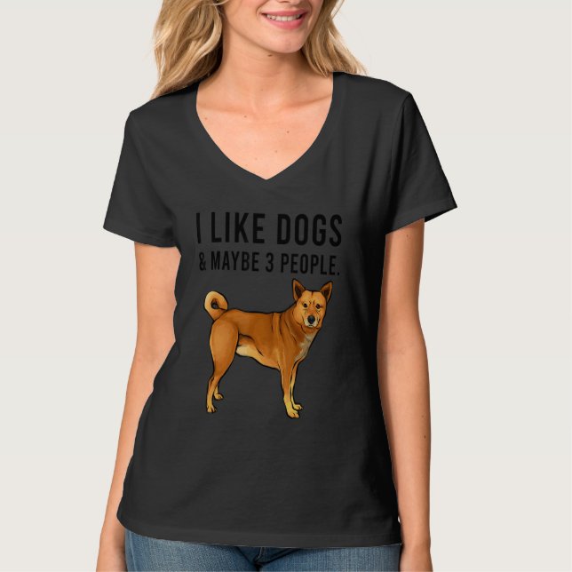 Camiseta I Like Canaan Dogs And Maybe 3 People (Frente)
