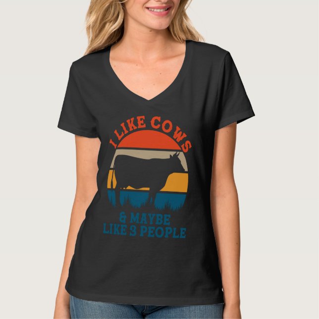 Camiseta I like cows and maybe like 3 peoples   cute cow (Frente)
