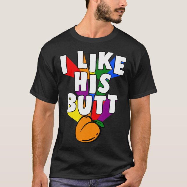 Camiseta I Like His Butt Matching LGBTQ Gay Pride Couple Pe (Frente)