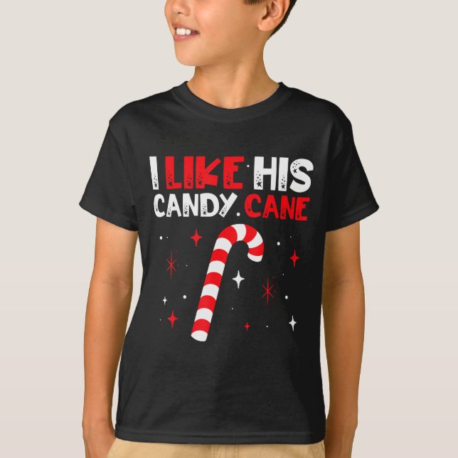 Camiseta I Like His Candy Cane Couple Matching Christmas  (Frente)