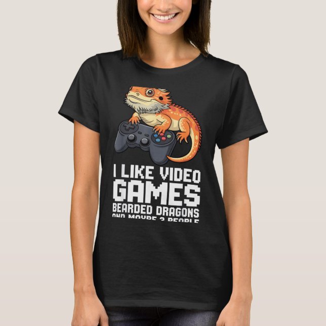 Camiseta I Like Video Games Bearded Dragon Gamer Introvert  (Frente)