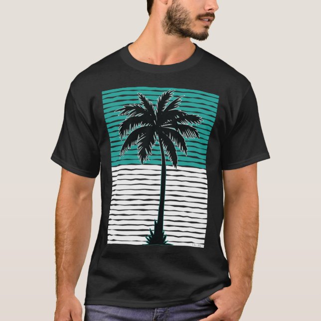 Camiseta I Live Life Palm Tree Picture Cool Aqua Green Whit (Frente)