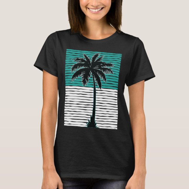 Camiseta I Live Life Palm Tree Picture Cool Aqua Green Whit (Frente)