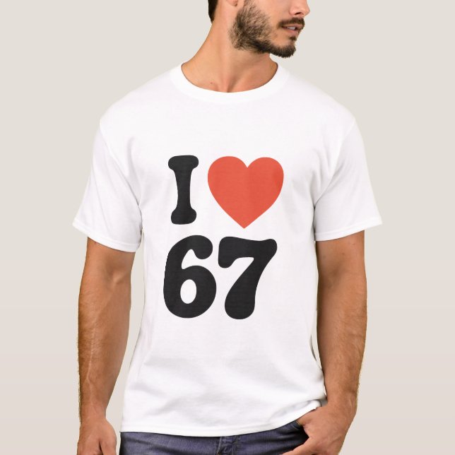 Camiseta I Love 67 Retro Heart T-Shirt (Frente)