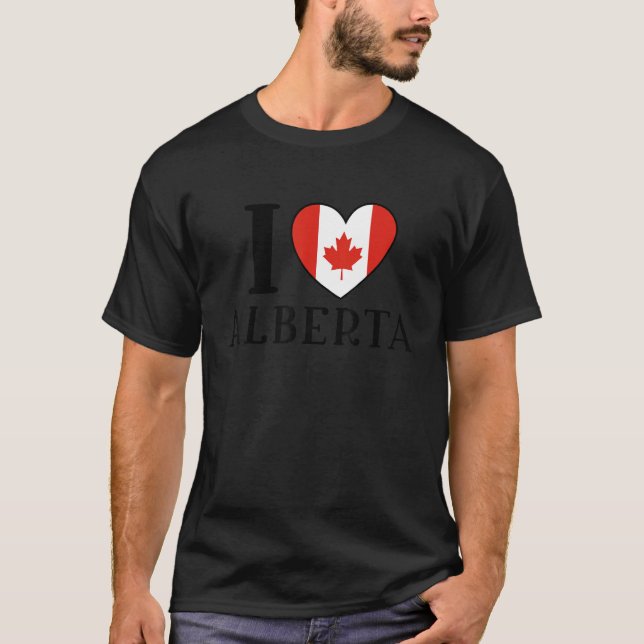 Camiseta I Love Alberta Canada Heart Flag (Frente)