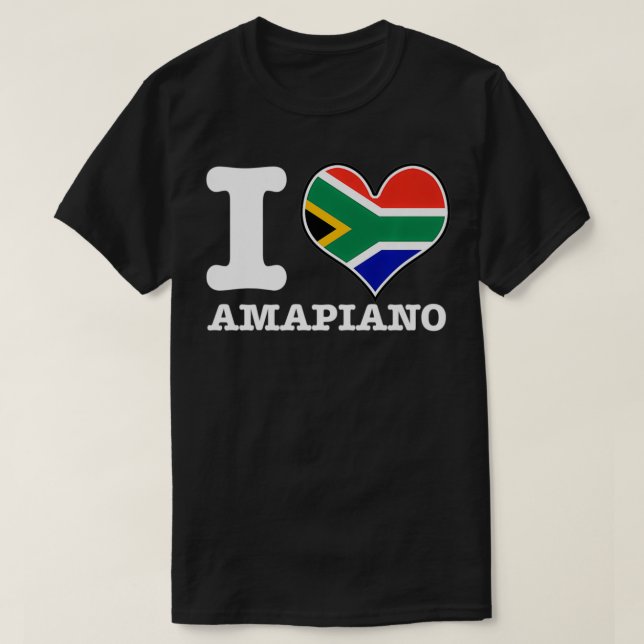 Camiseta I Love Amapiano South African Flag DJ Design don't (Frente do Design)