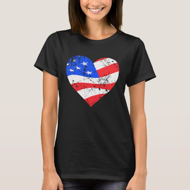 Camiseta I Love America  Distressed USA flag heart (Frente)