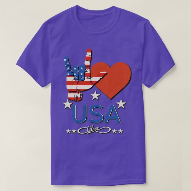 Camiseta I Love America Love Sign and Flag of USA (Frente do Design)