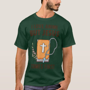 Camiseta I Love Anime But Jesus Comes First  Christian Japa