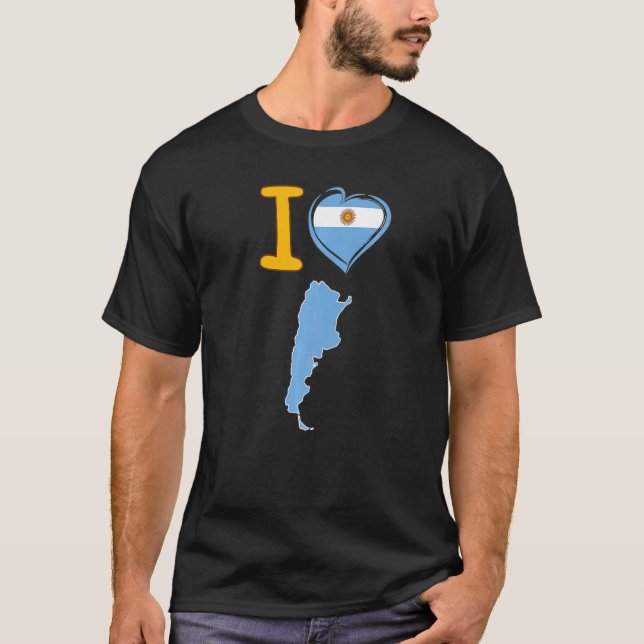 Camiseta I love Argentina Argentinian flag in shape of a he (Frente)