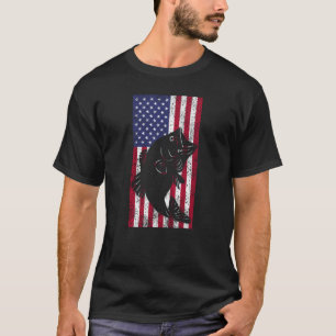 Camiseta I love Bass Fishing American Flag Patriotic Fish
