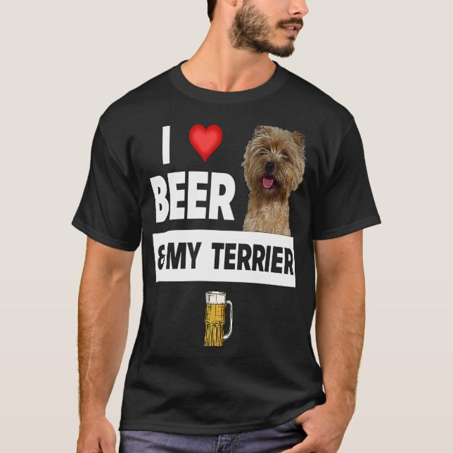 Camiseta I Love Beer and My Cairn Terrier Dog Mom Dad Drink (Frente)