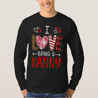 Camiseta I Love Being A Nanny Buffalo Plaid Leopard Happy M