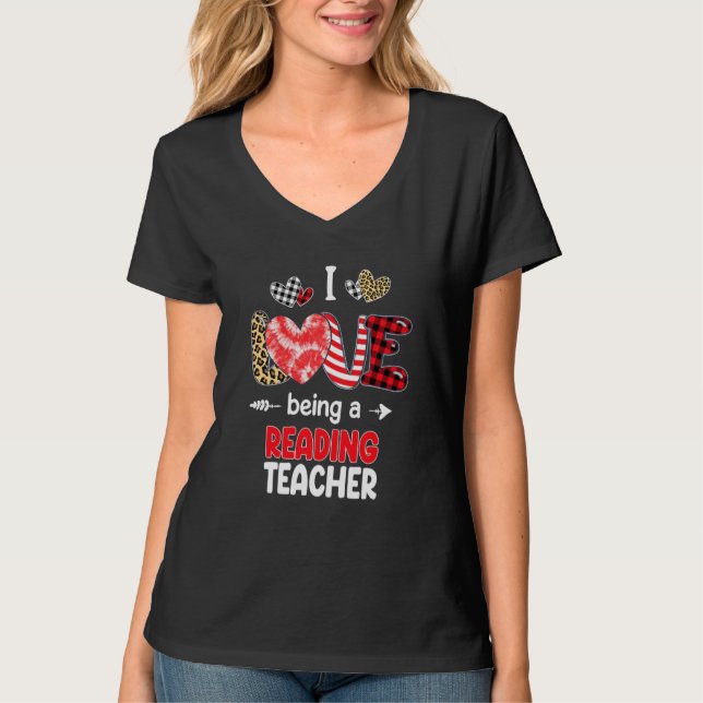 Camiseta I Love Being A Reading Teacher Valentines School V (Frente)