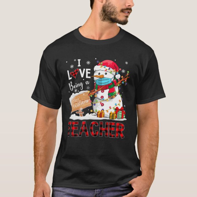 Camiseta I Love Being A Teacher Christmas Dabbing Snowman D (Frente)