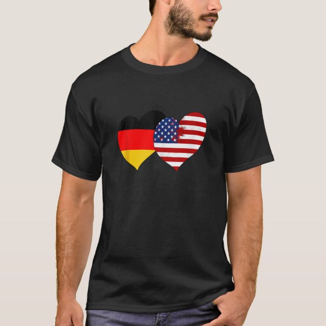 Camiseta I Love Berlin I Love USA Cool Germany USA Flag Hea (Frente)
