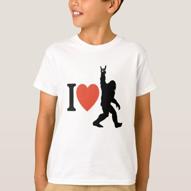 Camiseta I Love Bigfoot Rock On (Frente)