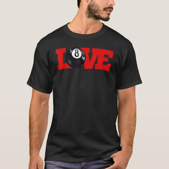 Camiseta I love billiards 8 ball Pool Player Carom English  (Frente)