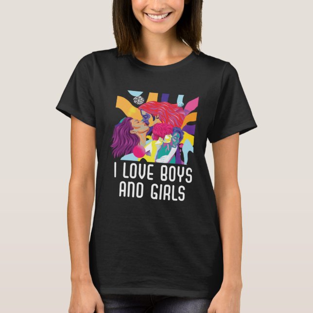 Camiseta I Love Boys And Girls Bisexual Pride Bisexuality L (Frente)