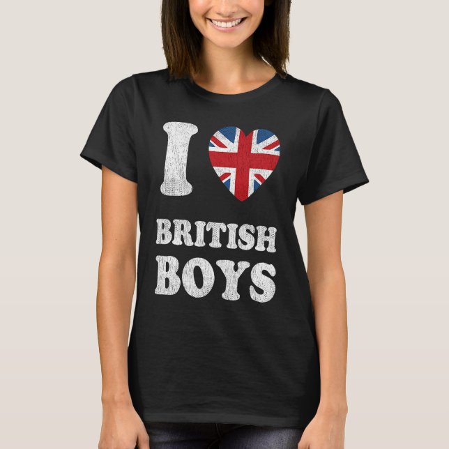 Camiseta I Love British Boys UK Union Jack Heart Flag (Frente)