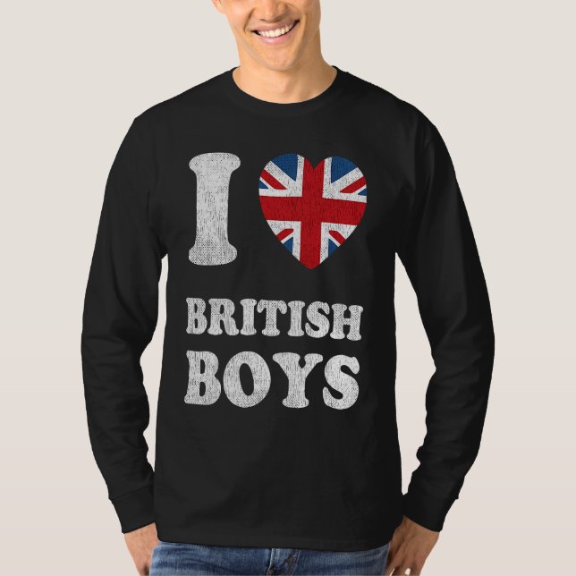 Camiseta I Love British Boys UK Union Jack Heart Flag (Frente)
