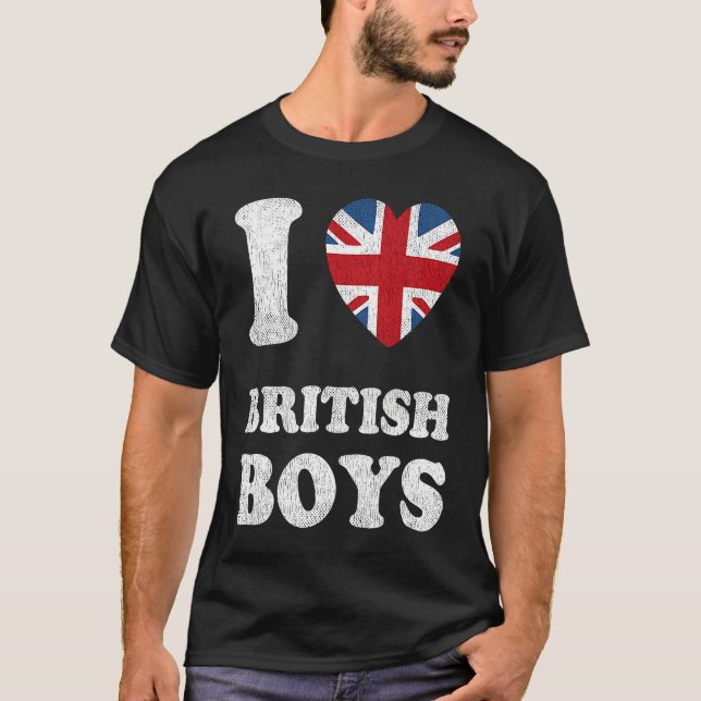 Camiseta I Love British Boys UK Union Jack Heart Flag (Frente)