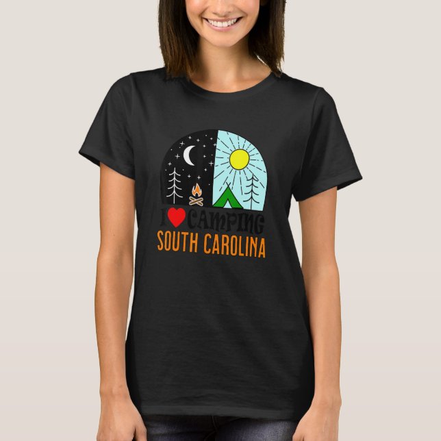 Camiseta I Love Camping South Carolina America Outdoors Nat (Frente)