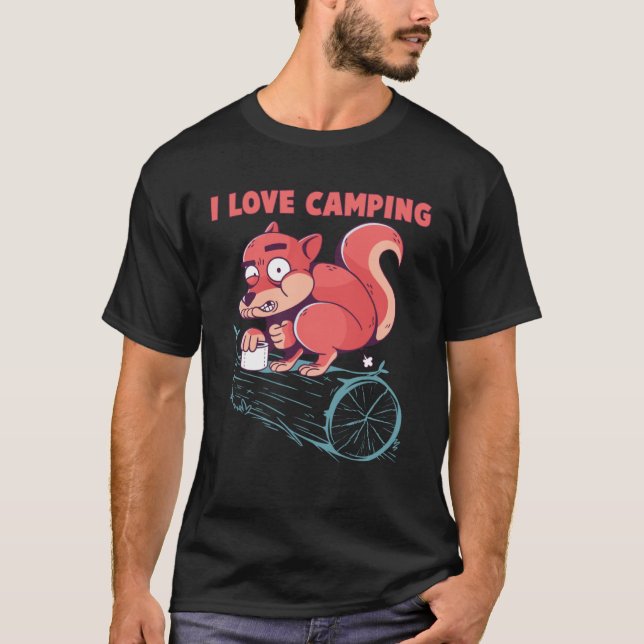 Camiseta I Love Camping  Squirrel Camper Outdoor Camp (Frente)