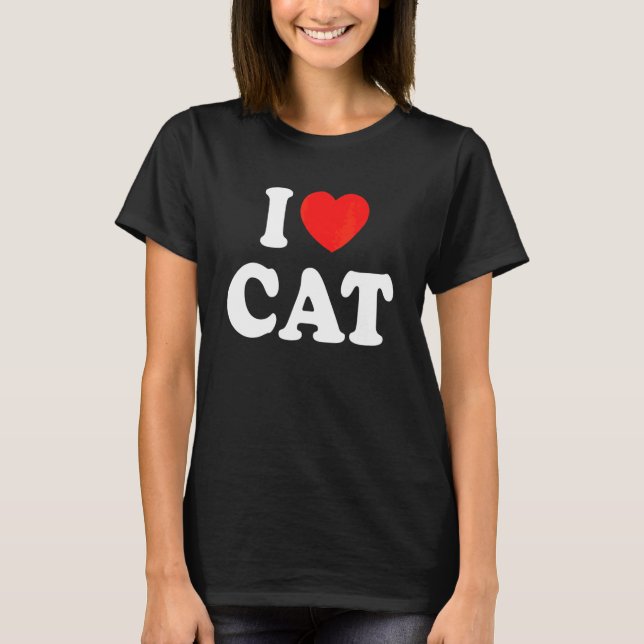 Camiseta I Love Cat With A Red Heart (Frente)