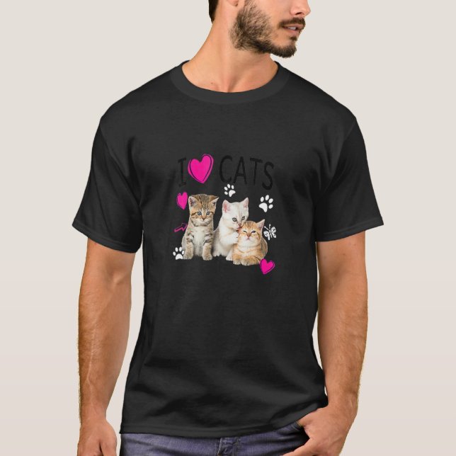 Camiseta I Love Cats Cat  Ee I Love Kittens (Frente)