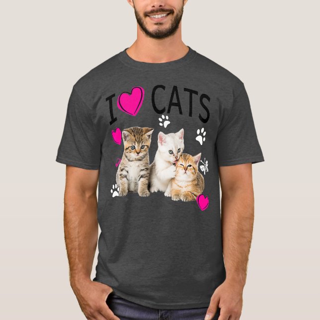 Camiseta I Love Cats   Cat lover   I love Kittens (Frente)