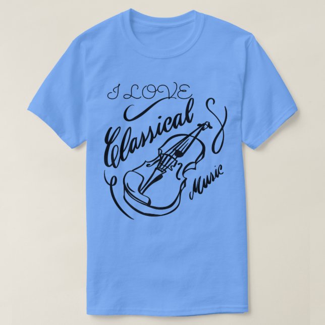 Camiseta I Love Classical Music Violin, Orchestra, Mozart,  (Frente do Design)