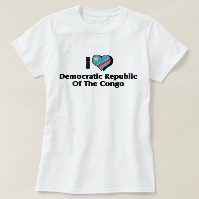 Camiseta I Love Congo Democratic Republic Flag (Frente do Design)