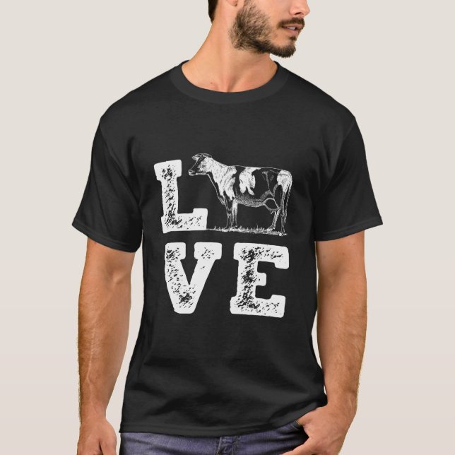 Camiseta I Love Cows Cow Dairy Farmer Farm (Frente)
