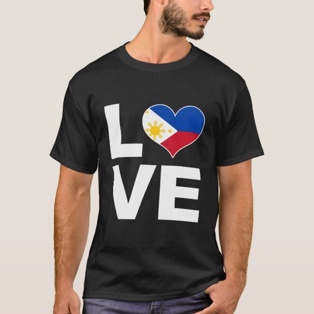 Camiseta I Love Filipinas - Heart Flag Filipinas (Frente)