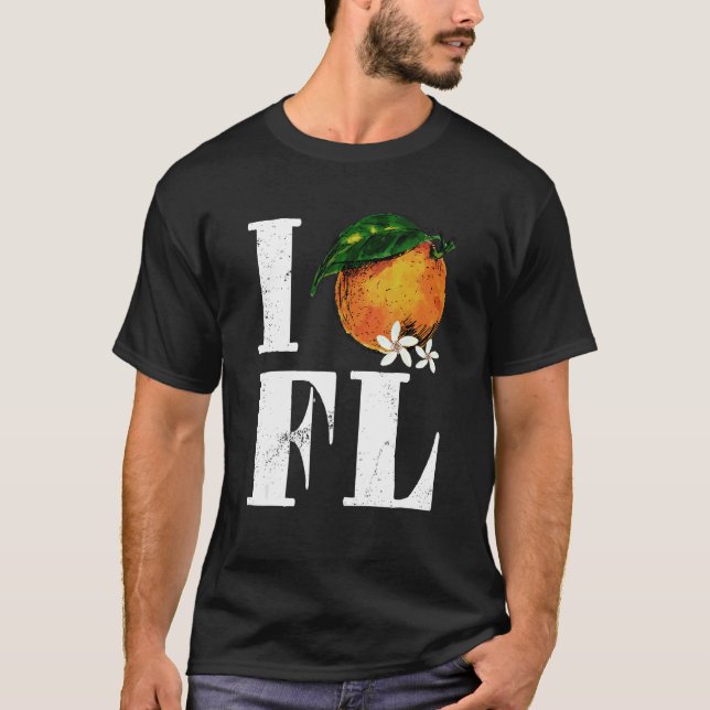 Camiseta I Love Florida Orange Fruits States American (Frente)