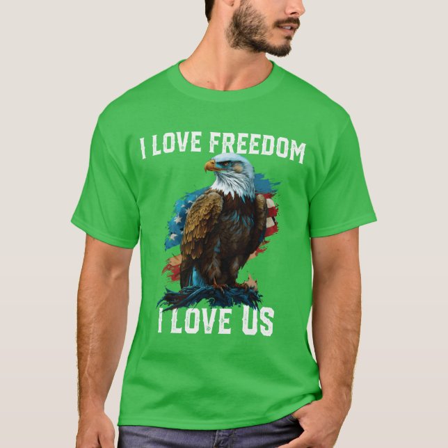 Camiseta I Love Freedom I Love US American Bald Eagle vinta (Frente)