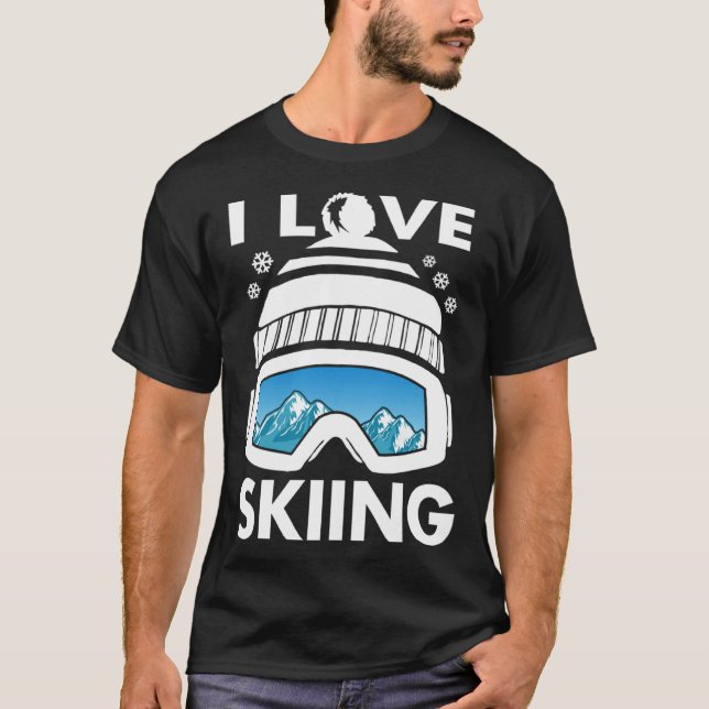 Camiseta I Love Freestyle Skiing Googles Ski Poles Goggles  (Frente)
