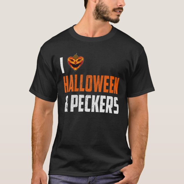 Camiseta I Love Halloween And Peckers, Pumpkin And Peckers (Frente)