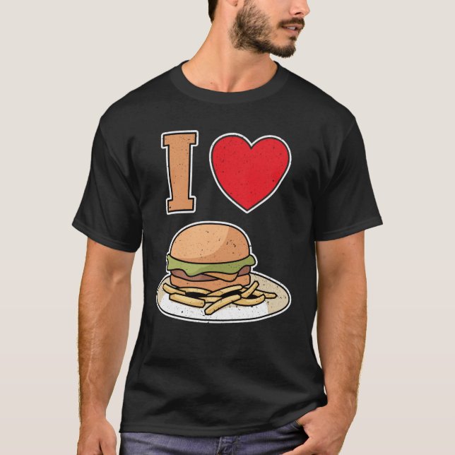 Camiseta I love hamburgers with fries (Frente)