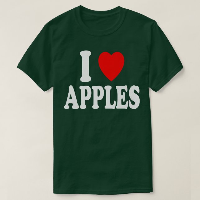 Camiseta I Love (Heart) Apple Fruta Cai no outono (Frente do Design)