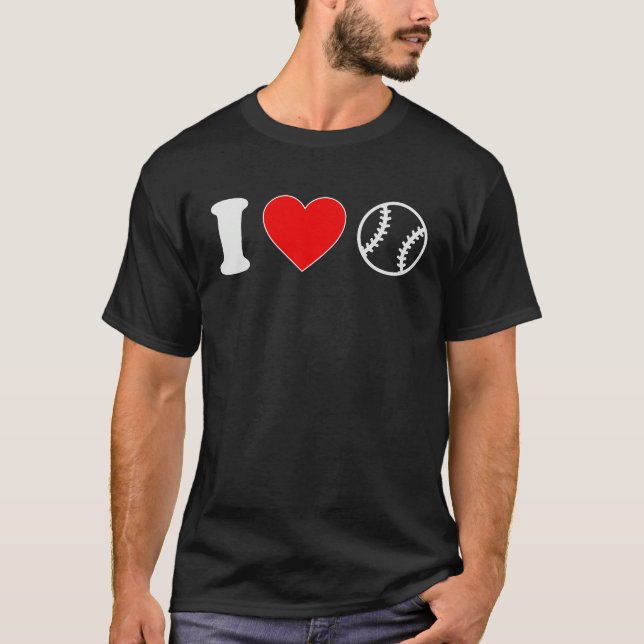 Camiseta I Love Heart Baseball Player Fan Coach Sports for  (Frente)