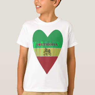 Camiseta I Love Heart Etiópia: Flag Art Motif