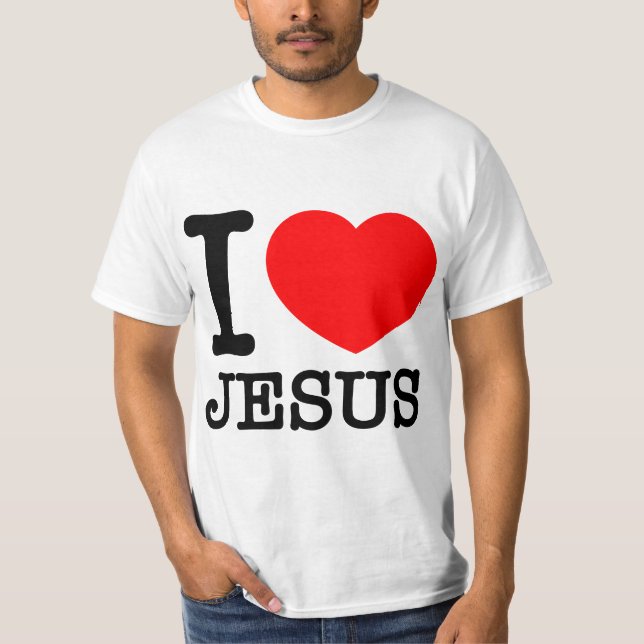 Camiseta I Love (Heart) Jesus - Red Heart Blak Tet  (Frente)