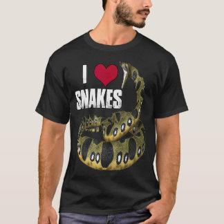 Camiseta I Love Heart Snakes Reptile Lovers Snake lover